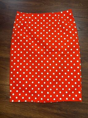 Boden Red and White Polka Dot Pencil Skirt